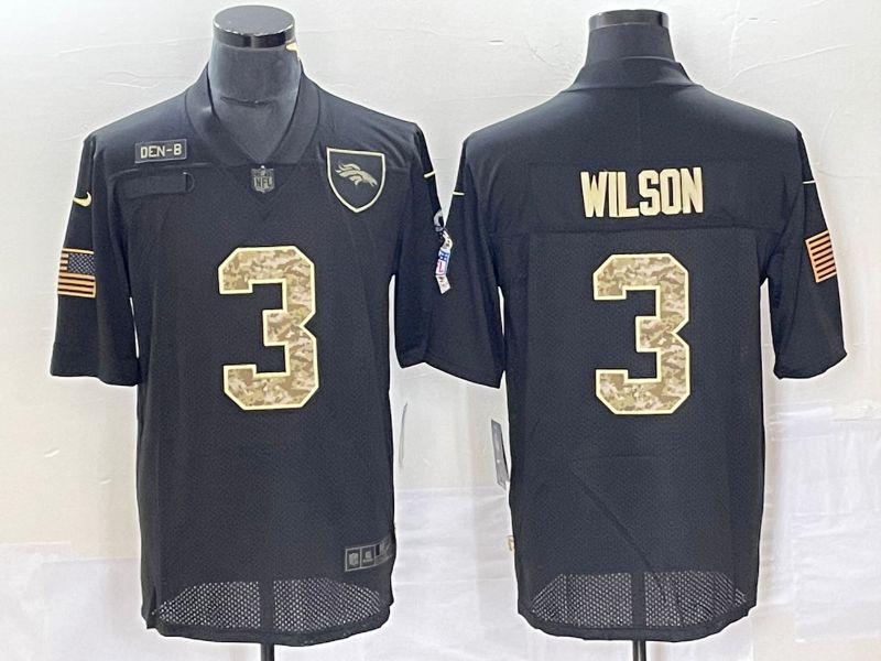 Men Denver Broncos #3 Wilson Black camo Nike Olive Salute To Service Limited NFL Jersey->dallas cowboys->NFL Jersey